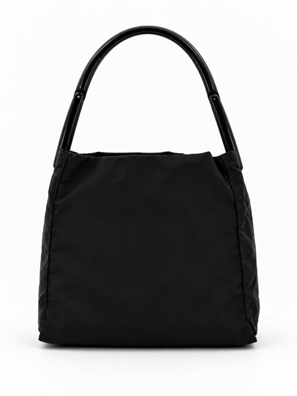 Prada Vintage Black Nylon Shoulder Hobo Bag Top Handle Handbag